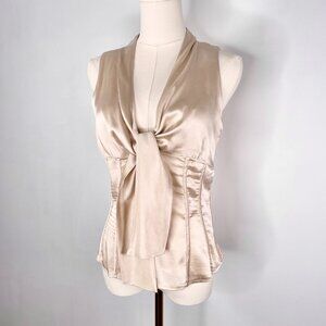 Adolfo Dominguez - Silk beige ribbon blouse